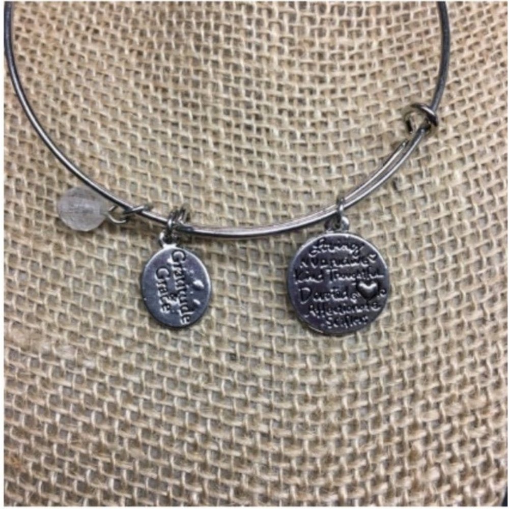Mom Mother Slider Bracelet Silver Clear Mothers Day Charm Dangle Gratitude Grace